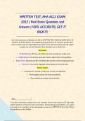 WRITTEN TEST&semi; AHA ACLS EXAM 2025 &vert; Real Exam Questions and Answers &lpar;100&percnt; ACCURATE&rpar; GET IT RIGHT&excl;&excl;&NewLine;