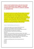 GOLD COAST SCHOOL REAL ESTATE EXAM 300 &NewLine;ACTUAL QUESTIONS AND CORRECT ANSWERS &NewLine;WITH RATIO LATEST UPDATE ALREADY GRADED &NewLine;A&plus; ASSURED PASS 