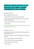 DEFENSIVE DRIVING UPDATED ACTUAL&NewLine;QUESTIONS AND CORRECT ANSWERS&NewLine;COMPREHENSIVE STUDY MATERIAL&NewLine;