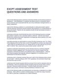 EXCPT ASSESSMENT TEST QUESTIONS AND ANSWERS