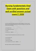 Nursing Fundamentals Final&NewLine;Exam with questions and&NewLine;well verified answers actual&NewLine;exam&excl;&excl;&excl; 2026