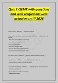 Quiz 9 CIEMT with questions&NewLine;and well verified answers&NewLine;actual exam&excl;&excl;&excl; 2026