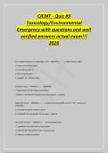 CIEMT - Quiz &num;9&NewLine;Toxicology&sol;Environmental&NewLine;Emergency with questions and well&NewLine;verified answers actual exam&excl;&excl;&excl;&NewLine;2026&NewLine;