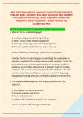 CALT CERTIFIED ACADEMIC LANGUAGE THERAPIST EXAM COMPLETE &NewLine;PRACTICE EXAM &vert;ACCURATE REAL EXAM QUESTIONS AND ANSWERS &NewLine;WITH DETAILED RATIONALES EACH &vert; CURRENTLY TESTING AND &NewLine;FREQUENTLY TESTED QUESTIONS &vert; EXPERT VERIFIED FOR &NewLine;GUARANTEED PASS