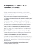 Management 101 - Test 1 - Ch 1-6 Questions and Answers