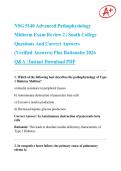 NSG 5140 Advanced Pathophysiology Midterm Exam Review 2 &vert; South College Questions And Correct Answers &lpar;Verified Answers&rpar; Plus Rationales 2026 Q&A &vert; Instant Download PDF