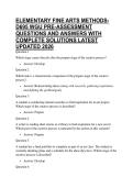 ELEMENTARY FINE ARTS METHODS- D695 WGU PRE-ASSESSMENT QUESTIONS AND ANSWERS WITH COMPLETE SOLUTIONS LATEST UPDATED 2026