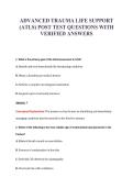 ADVANCED TRAUMA LIFE SUPPORT&NewLine;&lpar;ATLS&rpar; POST TEST QUESTIONS WITH&NewLine;VERIFIED ANSWERS