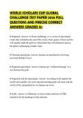 WORLD SCHOLARS CUP GLOBAL&NewLine;CHALLENGE TEST PAPER 2026 FULL&NewLine;QUESTIONS AND PRECISE CORRECT&NewLine;ANSWERS GRADED A&plus;