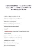 CROSSFIT LEVEL 1 CERTIFICATION&NewLine;PRACTICE EXAM QUESTIONS WITH&NewLine;LATEST SOLUTIONS