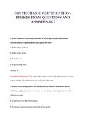SOS MECHANIC CERTIFICATION -&NewLine;BRAKES EXAM QUESTIONS AND&NewLine;ANSWERS 2027