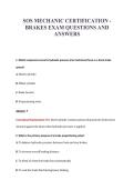SOS MECHANIC CERTIFICATION -&NewLine;BRAKES EXAM QUESTIONS AND&NewLine;ANSWERS