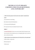 MICHIGAN STATE BRAKES&NewLine;CERTIFICATION EXAM QUESTIONS&NewLine;AND ANSWERS 2027