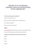 MICHIGAN STATE BRAKES&NewLine;CERTIFICATION EXAM QUESTIONS&NewLine;WITH VERIFIED 2027