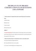MICHIGAN STATE BRAKES&NewLine;CERTIFICATION EXAM QUESTIONS&NewLine;AND ANSWERS