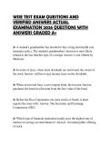 WISE TEST EXAM QUESTIONS AND&NewLine;VERIFIED ANSWERS ACTUAL&NewLine;EXAMINATION 2026 QUESTIONS WITH&NewLine;ANSWERS GRADED A&plus;
