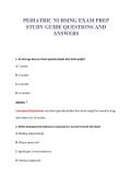 PEDIATRIC NURSING EXAM PREP&NewLine;STUDY GUIDE QUESTIONS AND&NewLine;ANSWERS