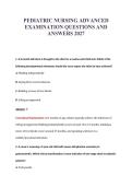 PEDIATRIC NURSING ADVANCED&NewLine;EXAMINATION QUESTIONS AND&NewLine;ANSWERS 2027