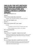 D695 ELEM&period; FINE ARTS METHODS QUESTIONS AND ANSWERS WITH COMPLETE SOLUTIONS 100&percnt; CORRECT RATED A&plus; &vert;&vert;UPDATED 2026&sol;2027