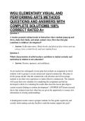 WGU ELEMENTARY VISUAL AND PERFORMING ARTS METHODS QUESTIONS AND ANSWERS WITH COMPLETE SOLUTIOMS 100&percnt; CORRECT RATED A&plus;