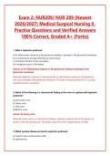 Exam 2&colon; NUR209&sol; NUR 209 &lpar;Newest 2026&sol;2027&rpar; Medical Surgical Nursing II&comma; Practice Questions and Verified Answers 100&percnt; Correct&comma; Graded A&plus; &lpar;Fortis&rpar;