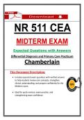 Chamberlain NR 511 CEA Midterm Exam &ndash; Differential Diagnosis & Primary Care Practicum &lpar;2026&sol;2027&rpar; Actual Questions & Answers to Pass the Exam &lpar;100&percnt; Verified&rpar;