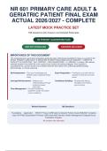 NR 601 PRIMARY CARE ADULT &&NewLine;GERIATRIC PATIENT FINAL EXAM&NewLine;ACTUAL 2026&sol;2027 - COMPLETE&NewLine;LATEST MOCK PRACTICE SET&NewLine;188 Questions with Answers and Detailed Rationales