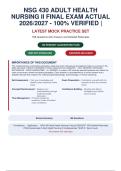 NSG 430 NSG 430 ADULT HEALTH&NewLine;NURSING II FINAL EXAM  EXAM ACTUAL&NewLine;2026&sol;2027 - 100&percnt; VERIFIED &vert;&NewLine;LATEST MOCK PRACTICE SET&NewLine;168 Questions with Answers and Detailed Rationales&NewLine;100 PERCENT GUARANTEED PASS