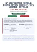 NR 328 PEDIATRIC NURSING&NewLine;EXAM 2 ACTUAL 2026&sol;2027 - 100&percnt;&NewLine;VERIFIED &vert; DETAILED&NewLine;LATEST MOCK PRACTICE SET&NewLine;190 Questions with Answers and Detailed Rationales&NewLine;100 PERCENT GUARANTEED PASS