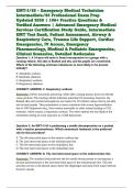 EMT-I&sol;85 &ndash; Emergency Medical Technician Intermediate&sol;85 Professional Exam Prep Updated 2026 &vert; 600&plus; Practice Questions & Verified Answers &vert; Advanced Emergency Medical Services Certification Study Guide&comma; Intermediate EMT Test Bank&comma; Patient Assessment&comma; Airwa