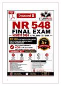 NR 548 FINAL EXAM NEWEST 2026 ACTUAL EXAM&NewLine;TEST BANK&vert; NR 548 PSYCHIATRIC ASSESSMENT FOR&NewLine;PSYCHIATRIC-MENTAL HEALTH NURSE PRACTITIONER&NewLine;FINAL EXAM PREP WITH 400 REAL EXAM QUESTIONS&NewLine;AND CORRECT VERIFIED ANSWERS&sol; GRADED A&plus;&NewLine;&lpar;MOST RECENT&excl;&excl;&rpar;