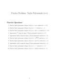 Calculus&colon; Taylor Polynomials Practice Problems &lpar;x&equals;c&rpar;