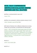 EXCEL CRASH COMPREHENSIVE&NewLine;CERTIFICATION EVALUATION VERIFIED&NewLine;QUESTIONS AND FULL SOLUTIONS