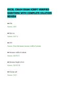 EXCEL CRASH EXAM SCRIPT VERIFIED&NewLine;QUESTIONS WITH COMPLETE SOLUTION&NewLine;REVIEW&NewLine;