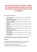 NATIONAL AGRICULTURAL PEST CONTROL &ndash; ANIMAL &NewLine;PEST CONTROL EXAMINATION COMPLETE QUESTIONS &NewLine;AND DETAILED SOLUTIONS LATEST UPDATE THIS YEAR &NewLine;JUST RELEASED