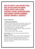 NUR 325 EXAM 3 &lpar;ASU&rpar; NEWEST 2026&sol; &NewLine;2027 ACTUAL EXAM TEST BANK&vert; &NewLine;NUR325 HEALTH AND ILLNESS &NewLine;CONCEPTS I EXAM 3 EXAM QUESTIONS &NewLine;AND CORRECT VERIFIED ANSWERS&sol; &NewLine;ALREADY GRADED A&plus; &lpar;RECENT&excl;&excl;&rpar; 