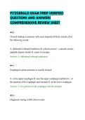 FITZGERALD EXAM PREP VERIFIED&NewLine;QUESTIONS AND ANSWERS&NewLine;COMPREHENSIVE REVIEW SHEET&NewLine;