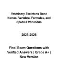 Veterinary Skeletons Bone Names&comma; Vertebral Formulas & Species Variations &vert; Questions & Verified Answers &vert; Comprehensive Veterinary Osteology Exam Review Study Guide PDF &vert; 2026