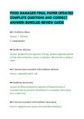 FOOD MANAGER FINAL PAPER UPDATED&NewLine;COMPLETE QUESTIONS AND CORRECT&NewLine;ANSWERS BUNDLED REVIEW GUIDE&NewLine;
