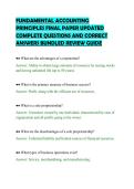FUNDAMENTAL ACCOUNTING&NewLine;PRINCIPLES FINAL PAPER UPDATED&NewLine;COMPLETE QUESTIONS AND CORRECT&NewLine;ANSWERS BUNDLED REVIEW GUIDE&NewLine;