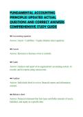 FUNDAMENTAL ACCOUNTING&NewLine;PRINCIPLES UPDATED ACTUAL&NewLine;QUESTIONS AND CORRECT ANSWERS&NewLine;COMPREHENSIVE STUDY GUIDE&NewLine;