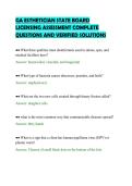 GA ESTHETICIAN STATE BOARD&NewLine;LICENSING ASSESSMENT COMPLETE&NewLine;QUESTIONS AND VERIFIED SOLUTIONS&NewLine;