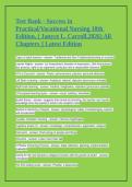 Testbank for Success in Practical&sol;Vocational Nursing 10th Edition by Carroll & Collier &vert; Complete Chapters 1&ndash;19 &vert; 2026 Latest Edition &vert; Verified Q&A with Rationales &vert; A&plus; Graded