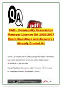 CAM Community Association Manager License GA Exam Questions and Answers &lpar;300&plus; Questions&rpar; &vert; GREC License Law&comma; HOA&comma; POAA&comma; GCA&comma; Board Governance & Community Association Management &vert; Georgia Real Estate Commission &lpar;GREC&rpar;