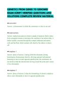 GENETICS FROM GENES TO GENOMES&NewLine;EXAM SCRIPT VERIFIED QUESTIONS AND&NewLine;SOLUTIONS COMPLETE REVIEW MATERIAL