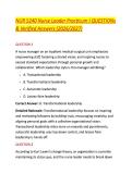 NUR 5240 Nurse Leader Practicum I QUESTIONs &NewLine;& Verified Answers &lpar;2026&sol;2027&rpar; 