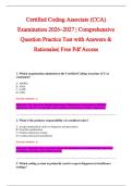 Certified Coding Associate &lpar;CCA&rpar; &NewLine;Examination 2026&ndash;2027 &vert; Comprehensive &NewLine;Question Practice Test with Answers & &NewLine;Rationales&vert; Free Pdf Access