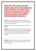NRNP 6552 FINAL EXAM &lpar;WALDEN&rpar; NEWEST 2026&sol; 2027 ACTUAL EXAM TEST BANK&vert; NRNP6552 ADVANCED NURSE PRACTICE IN REPRODUCTIVE HEALTH REVIEW QUESTIONS AND CORRECT VERIFIED ANSWERS GRADED A&plus; 