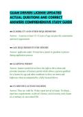GUAM DRIVERS LICENSE UPDATED&NewLine;ACTUAL QUESTIONS AND CORRECT&NewLine;ANSWERS COMPREHENSIVE STUDY GUIDE