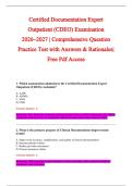 Certified Documentation Expert &NewLine;Outpatient &lpar;CDEO&rpar; Examination &NewLine;2026&ndash;2027 &vert; Comprehensive Question &NewLine;Practice Test with Answers & Rationales&vert; &NewLine;Free Pdf Access